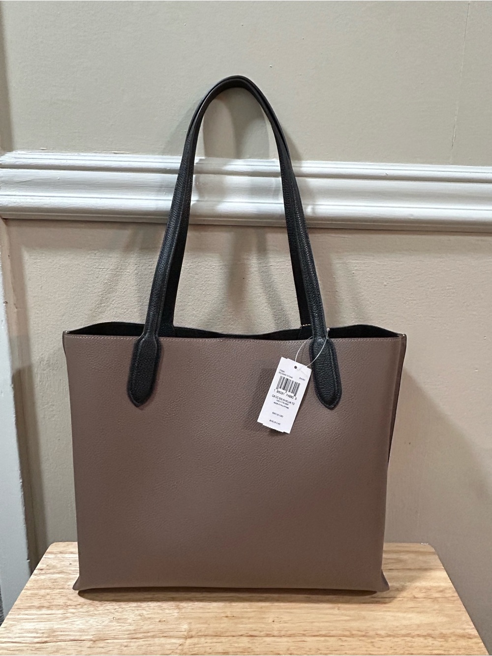 Coach Brown Leather Tote with Black Handles - Picture 10 of 16
